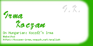 irma koczan business card